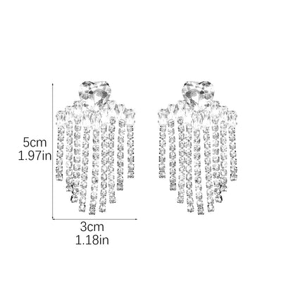 1 Pair Elegant Luxurious Geometric Inlay Alloy Rhinestones Drop Earrings