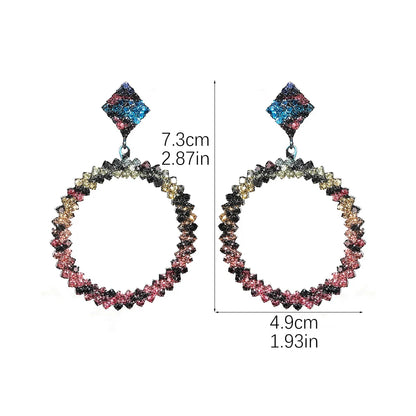 1 Pair Elegant Luxurious Geometric Inlay Alloy Rhinestones Drop Earrings