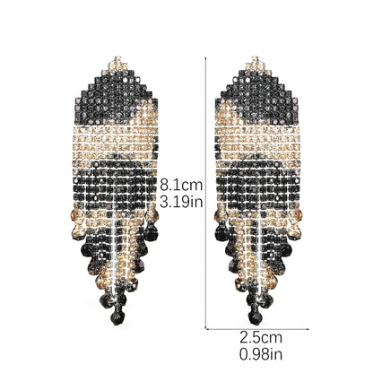 1 Pair Elegant Luxurious Geometric Inlay Alloy Rhinestones Drop Earrings