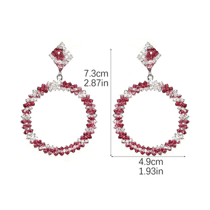 1 Pair Elegant Luxurious Geometric Inlay Alloy Rhinestones Drop Earrings