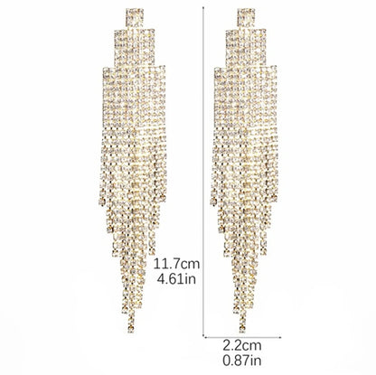 1 Pair Elegant Luxurious Geometric Inlay Alloy Rhinestones Drop Earrings