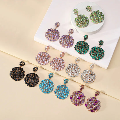 1 Pair Elegant Luxurious Geometric Plating Hollow Out Inlay Zinc Alloy Rhinestones Drop Earrings