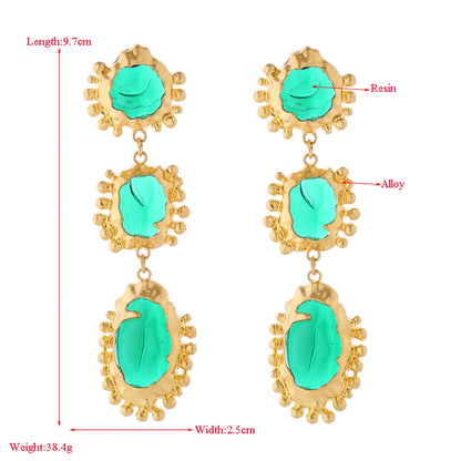 1 Pair Elegant Luxurious Geometric Plating Inlay Alloy Resin Gold Plated Drop Earrings