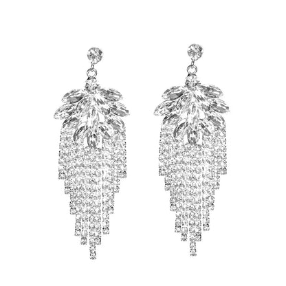 1 Pair Elegant Luxurious Geometric Plating Inlay Alloy Rhinestones Drop Earrings