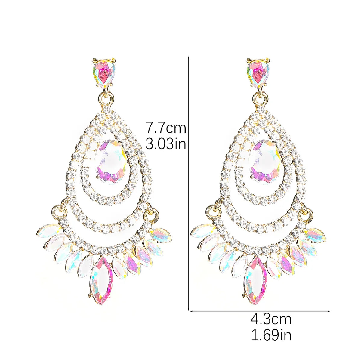 1 Pair Elegant Luxurious Geometric Plating Inlay Alloy Rhinestones Zircon Silver Plated Drop Earrings