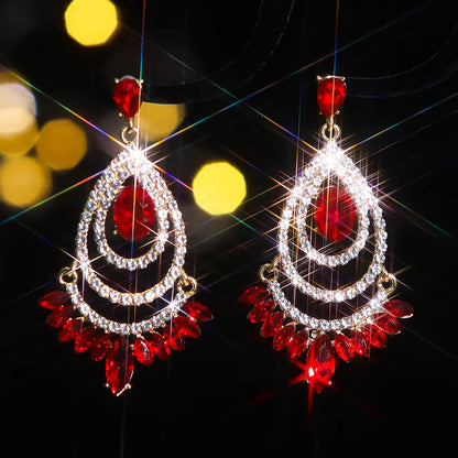 1 Pair Elegant Luxurious Geometric Plating Inlay Alloy Rhinestones Zircon Silver Plated Drop Earrings