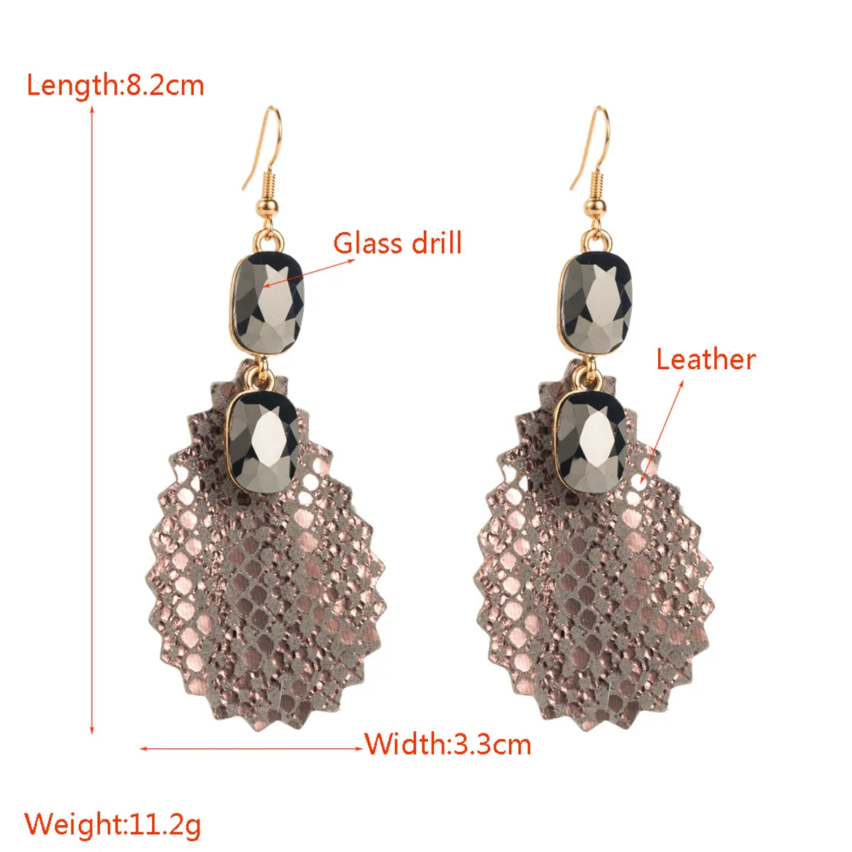 1 Pair Elegant Luxurious Geometric Plating Inlay Pu Leather Alloy Glass Drop Earrings