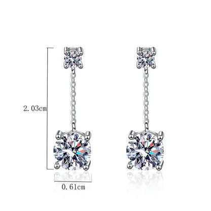 1 Pair Elegant Luxurious Geometric Plating Inlay Sterling Silver Zircon White Gold Plated Drop Earrings