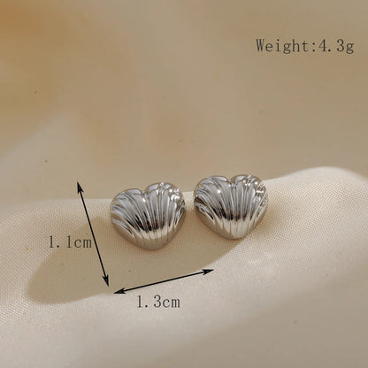 1 Pair Elegant Luxurious Heart Shape Plating 304 Stainless Steel 18K Gold Plated Ear Studs