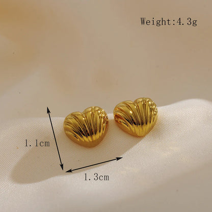 1 Pair Elegant Luxurious Heart Shape Plating 304 Stainless Steel 18K Gold Plated Ear Studs