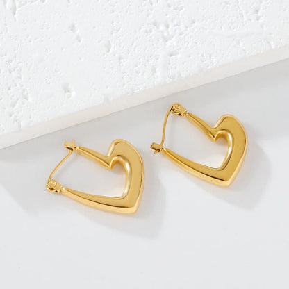 1 Pair Elegant Luxurious Irregular Heart Shape Spiral Stripe Plating 304 Stainless Steel 18K Gold Plated Earrings