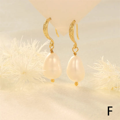 1 Pair Elegant Luxurious Irregular Plating Inlay Freshwater Pearl Copper Turquoise Zircon 18k Gold Plated Drop Earrings