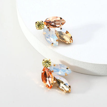 1 Pair Elegant Luxurious Korean Style Geometric Plating Inlay Copper Alloy Zircon Ear Studs