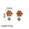 1 Pair Elegant Luxurious Lady Flower Plating Freshwater Pearl Copper 18k Gold Plated Drop Earrings