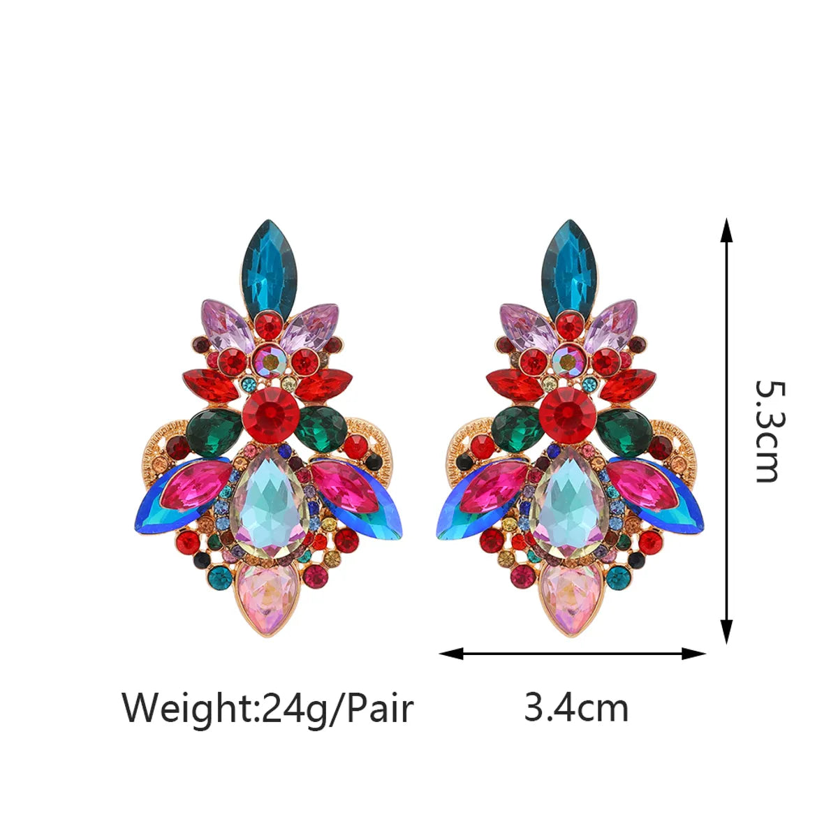 1 Pair Elegant Luxurious Lady Geometric Plating Inlay Zinc Alloy Rhinestones Ear Studs