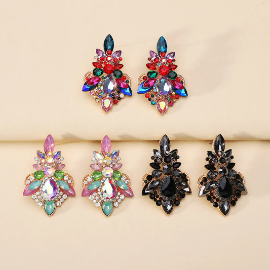 1 Pair Elegant Luxurious Lady Geometric Plating Inlay Zinc Alloy Rhinestones Ear Studs