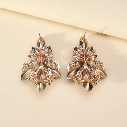 1 Pair Elegant Luxurious Lady Geometric Plating Inlay Zinc Alloy Rhinestones Ear Studs