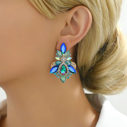 1 Pair Elegant Luxurious Lady Geometric Plating Inlay Zinc Alloy Rhinestones Ear Studs