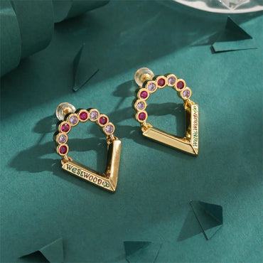 1 Pair Elegant Luxurious Letter Epoxy Plating Copper Zircon Gold Plated Drop Earrings