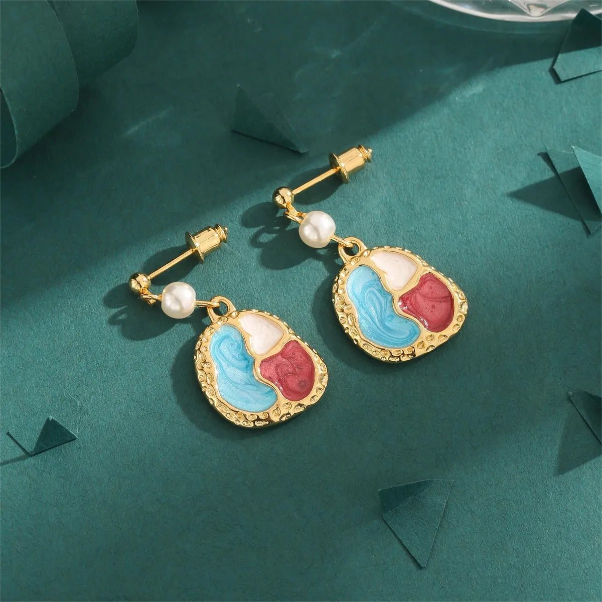 1 Pair Elegant Luxurious Letter Epoxy Plating Copper Zircon Gold Plated Drop Earrings