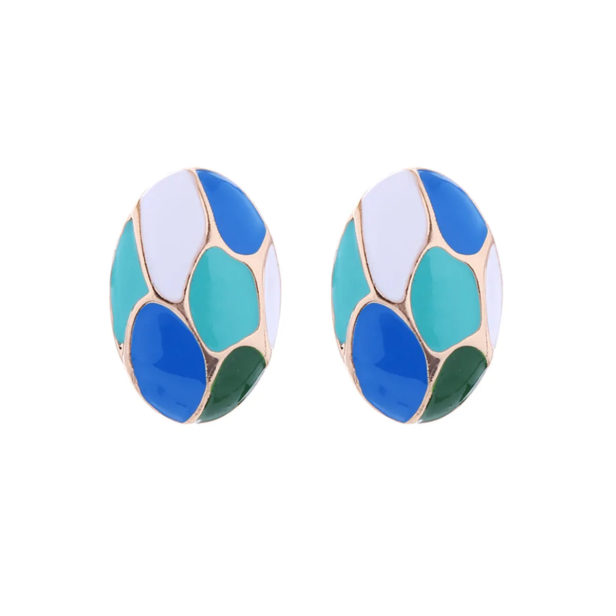 1 Pair Elegant Luxurious Oval Flower Enamel Alloy Ear Studs