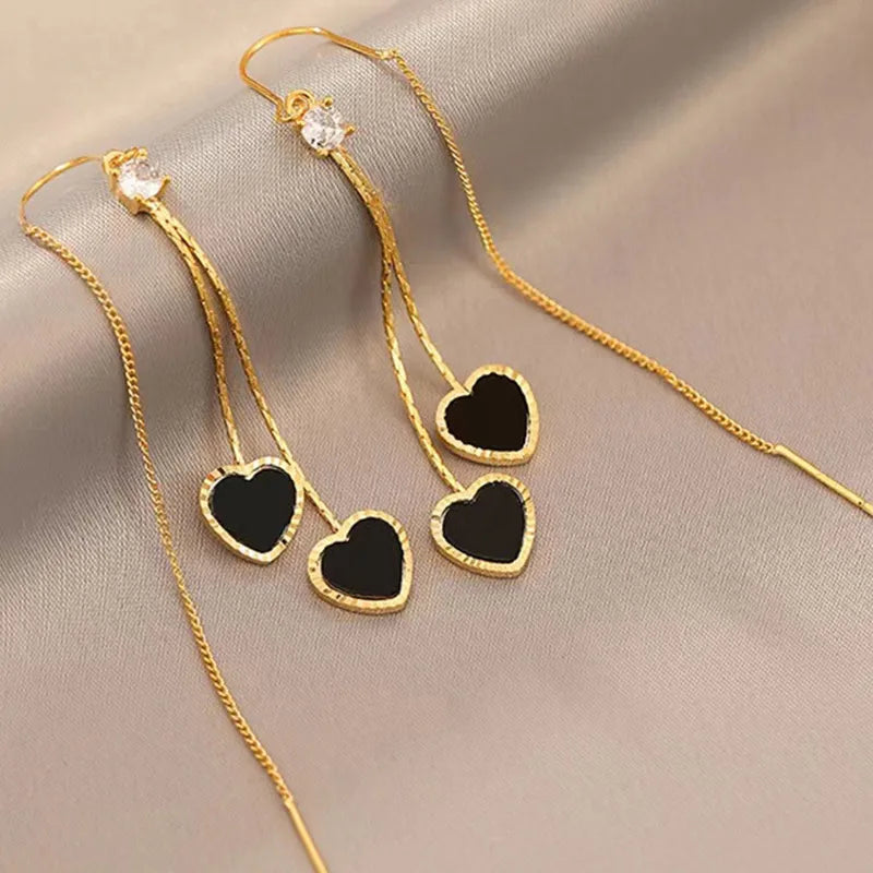 1 Pair Elegant Luxurious Queen Heart Shape Wings Bow Knot Plating Inlay Alloy Rhinestones 14k Gold Plated Drop Earrings