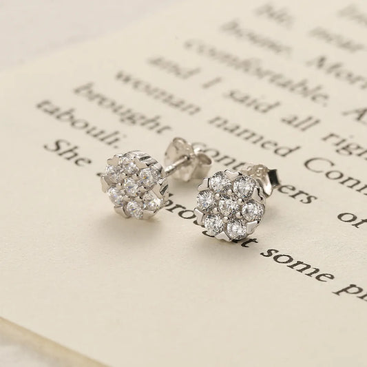 1 Pair Elegant Luxurious Queen Solid Color Plating Inlay Sterling Silver Zircon White Gold Plated Ear Studs