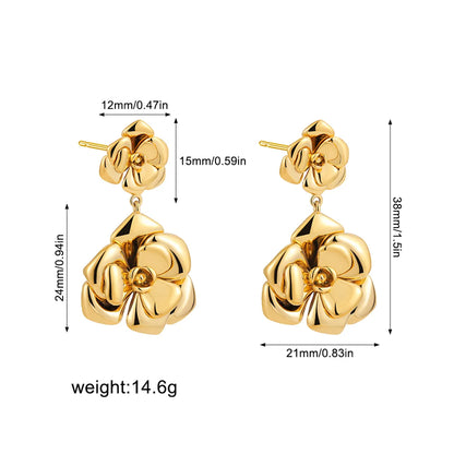 1 Pair Elegant Luxurious Rose Plating Copper 18K Gold Plated Drop Earrings