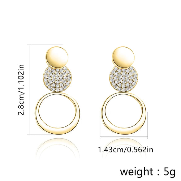 1 Pair Elegant Luxurious Round Plating Inlay Copper Zircon Gold Plated Drop Earrings