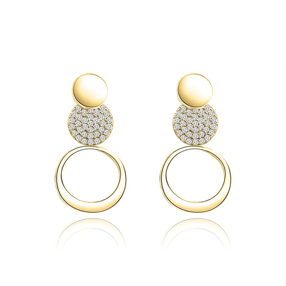 1 Pair Elegant Luxurious Round Plating Inlay Copper Zircon Gold Plated Drop Earrings