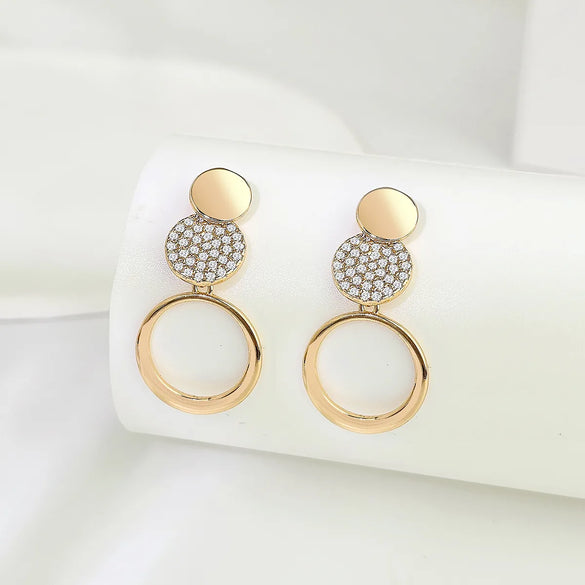 1 Pair Elegant Luxurious Round Plating Inlay Copper Zircon Gold Plated Drop Earrings