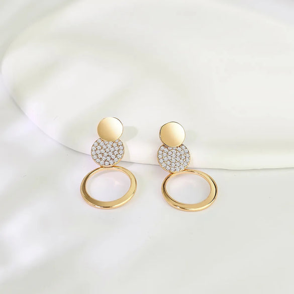 1 Pair Elegant Luxurious Round Plating Inlay Copper Zircon Gold Plated Drop Earrings