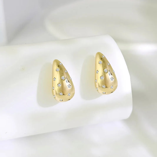 1 Pair Elegant Luxurious Round Plating Inlay Copper Zircon Gold Plated Drop Earrings