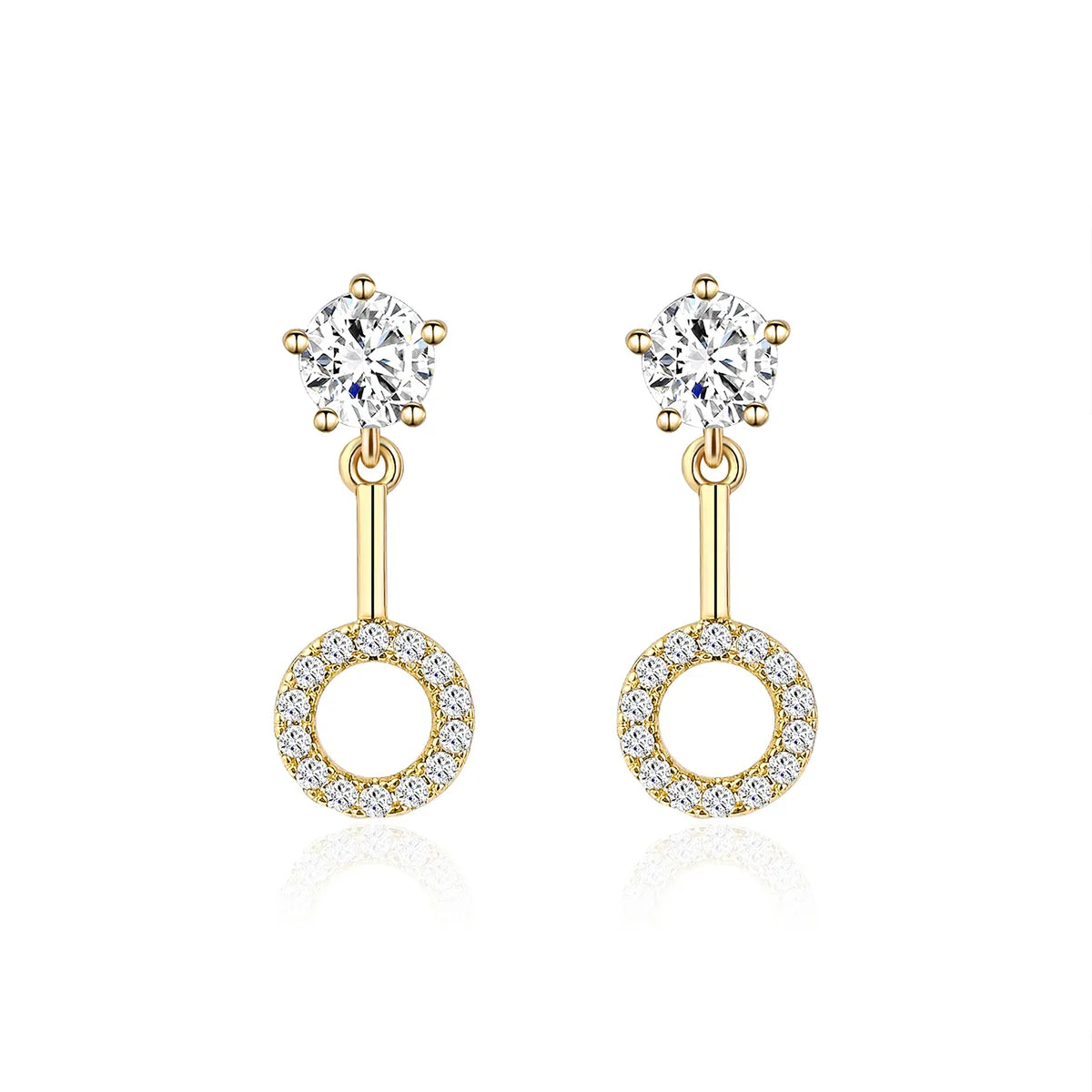 1 Pair Elegant Luxurious Round Plating Inlay Copper Zircon Gold Plated Drop Earrings