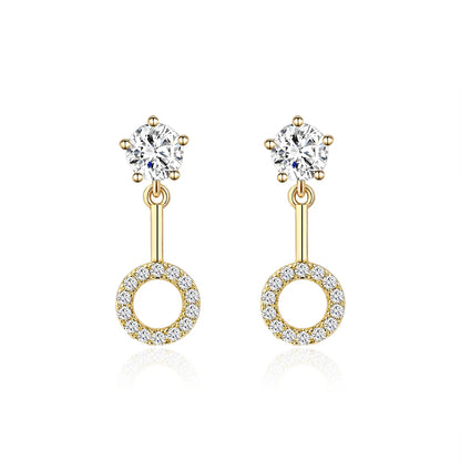 1 Pair Elegant Luxurious Round Plating Inlay Copper Zircon Gold Plated Drop Earrings