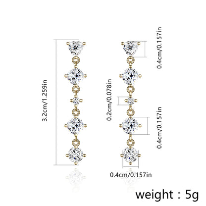 1 Pair Elegant Luxurious Round Plating Inlay Copper Zircon Gold Plated Drop Earrings