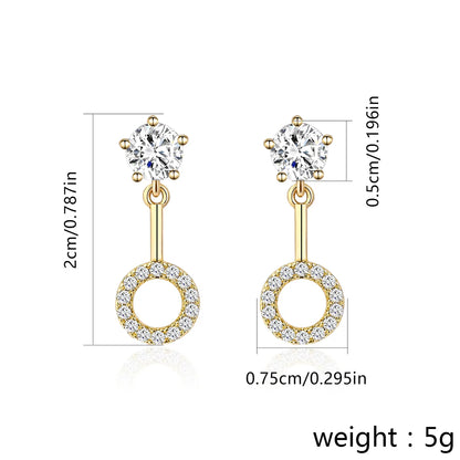 1 Pair Elegant Luxurious Round Plating Inlay Copper Zircon Gold Plated Drop Earrings