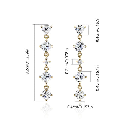 1 Pair Elegant Luxurious Round Plating Inlay Copper Zircon Gold Plated Drop Earrings