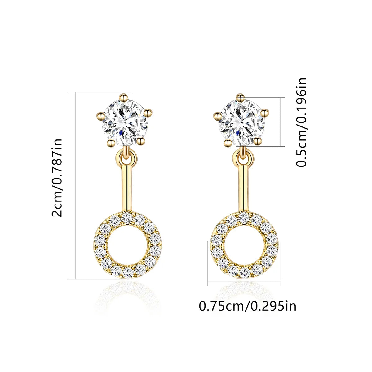 1 Pair Elegant Luxurious Round Plating Inlay Copper Zircon Gold Plated Drop Earrings