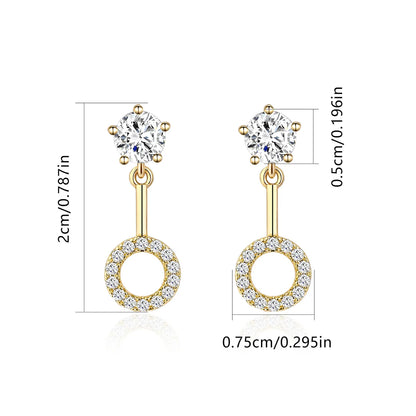 1 Pair Elegant Luxurious Round Plating Inlay Copper Zircon Gold Plated Drop Earrings