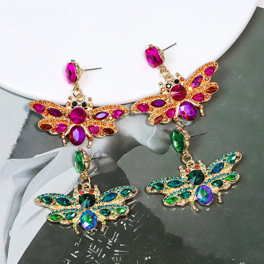 1 Pair Elegant Luxurious Shiny Butterfly Inlay Alloy Rhinestones Drop Earrings