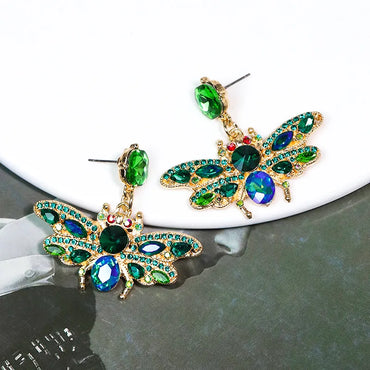 1 Pair Elegant Luxurious Shiny Butterfly Inlay Alloy Rhinestones Drop Earrings