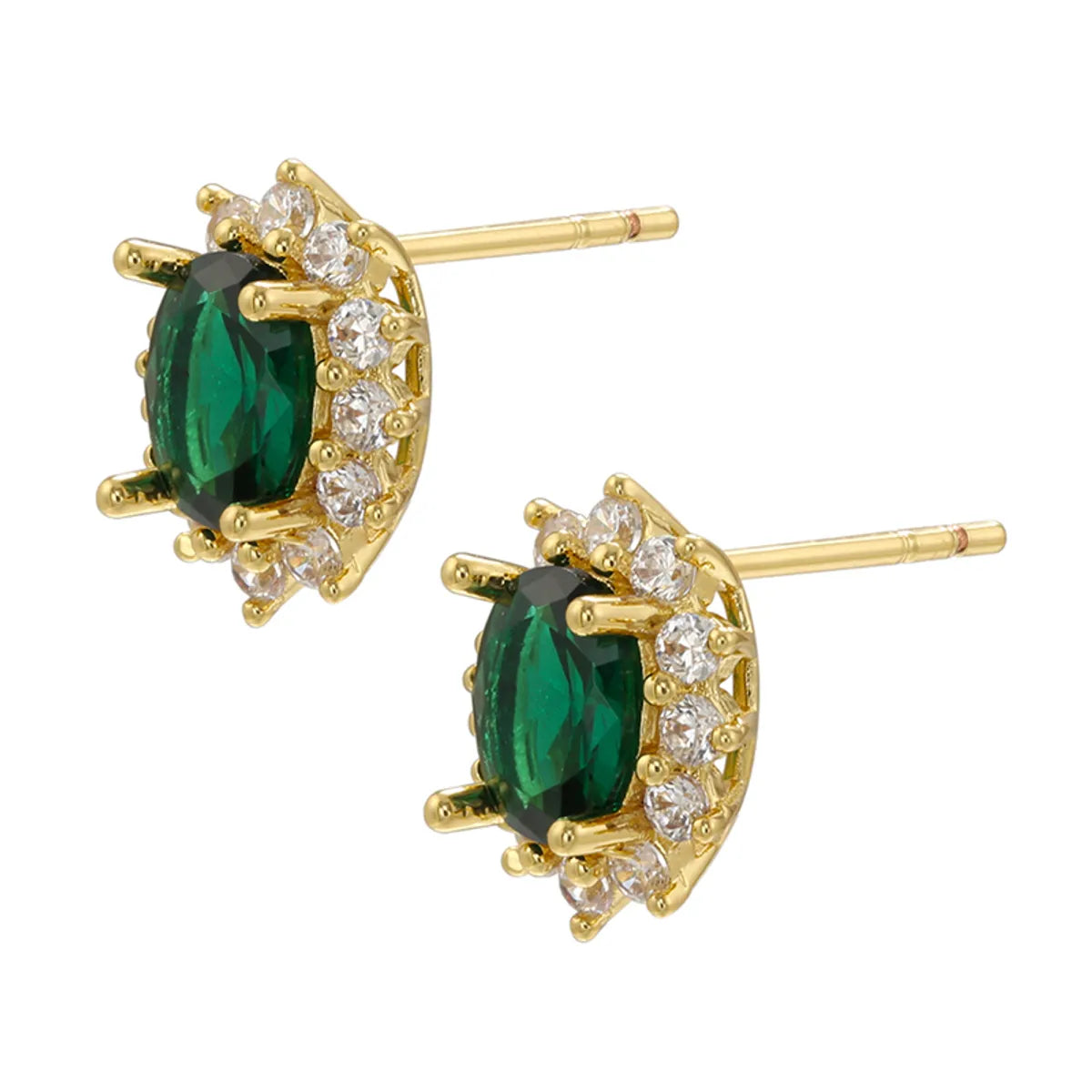 1 Pair Elegant Luxurious Shiny Solid Color Copper Plating Inlay Inlaid Zircon Zircon 18k Gold Plated Ear Studs