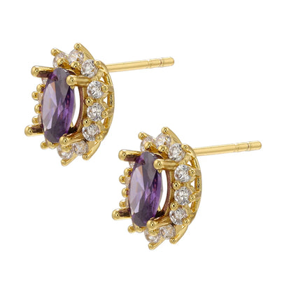 1 Pair Elegant Luxurious Shiny Solid Color Copper Plating Inlay Inlaid Zircon Zircon 18k Gold Plated Ear Studs