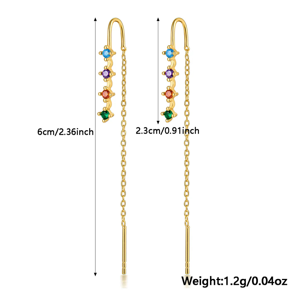 1 Pair Elegant Luxurious Shiny Tassel Plating Inlay Sterling Silver Zircon 18k Gold Plated White Gold Plated Ear Line