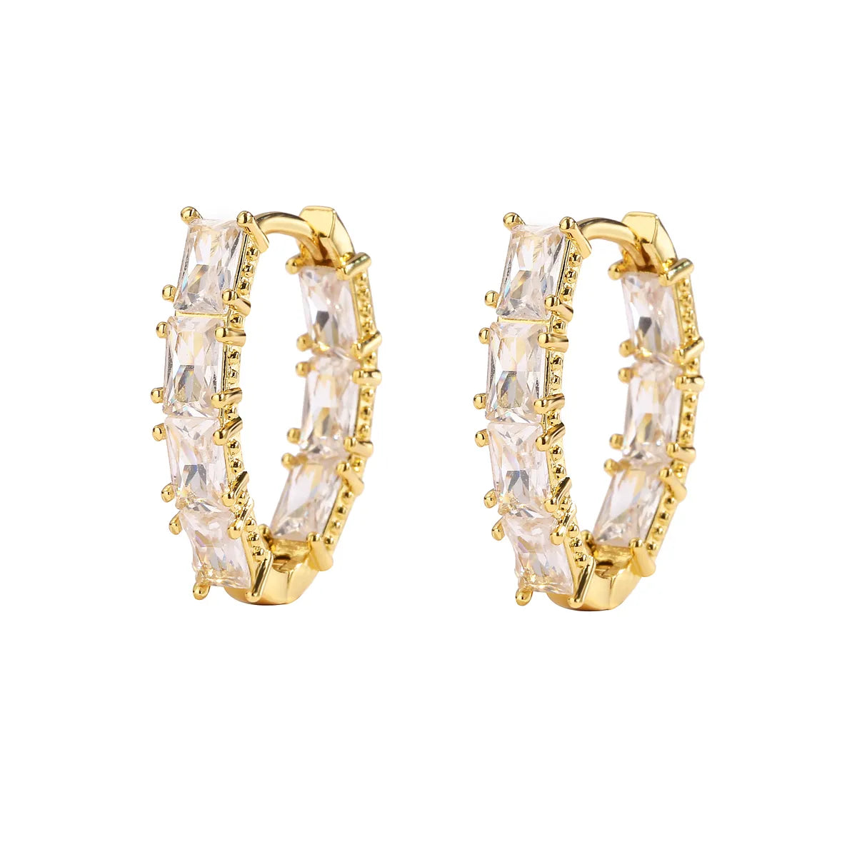 1 Pair Elegant Luxurious Shiny V Shape Plating Hollow Out Inlay Copper Zircon 18k Gold Plated Earrings