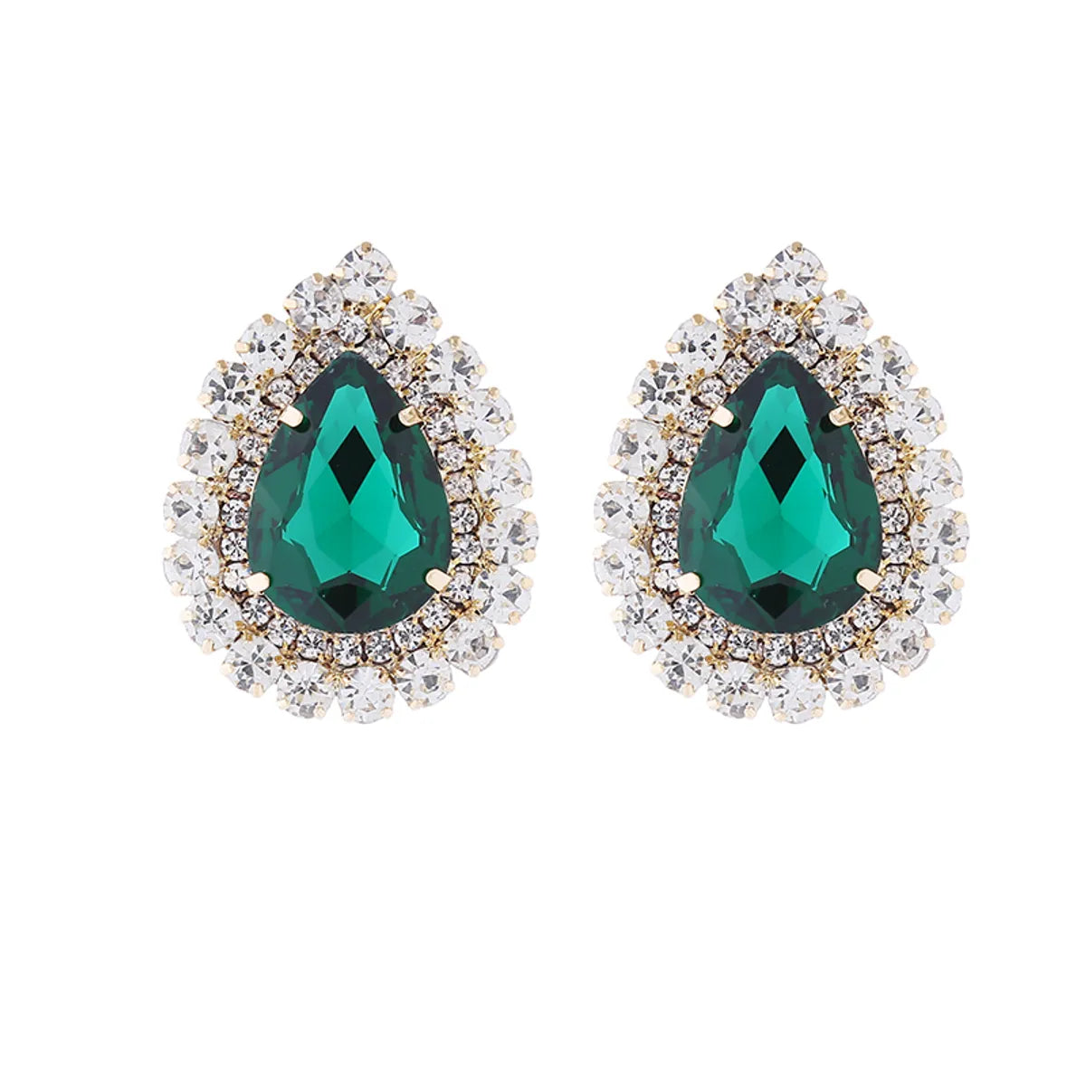 1 Pair Elegant Luxurious Shiny Water Droplets Plating Inlay Alloy Rhinestones Glass Stone Gold Plated Ear Studs