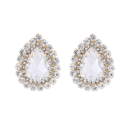 1 Pair Elegant Luxurious Shiny Water Droplets Plating Inlay Alloy Rhinestones Glass Stone Gold Plated Ear Studs