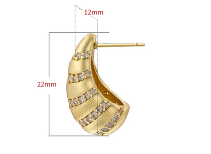 1 Pair Elegant Luxurious Shiny Water Droplets Plating Inlay Copper Zircon 18k Gold Plated Ear Studs