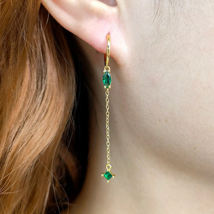 1 Pair Elegant Luxurious Shiny Water Droplets Tassel Plating Inlay Sterling Silver Turquoise Zircon 18k Gold Plated White Gold Plated Drop Earrings